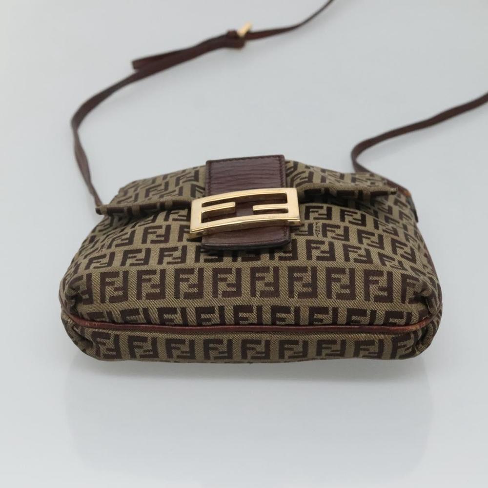 FENDI Zucca Canvas Mamma Baguette Shoulder Bag Black Brown gold Auth 118342 - Picture 5 of 16